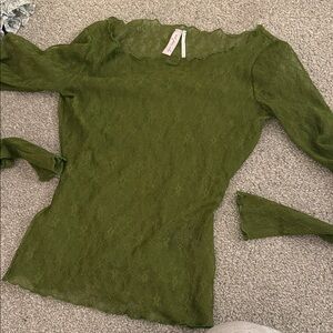 Urban Outfitters Green Lace Blouse